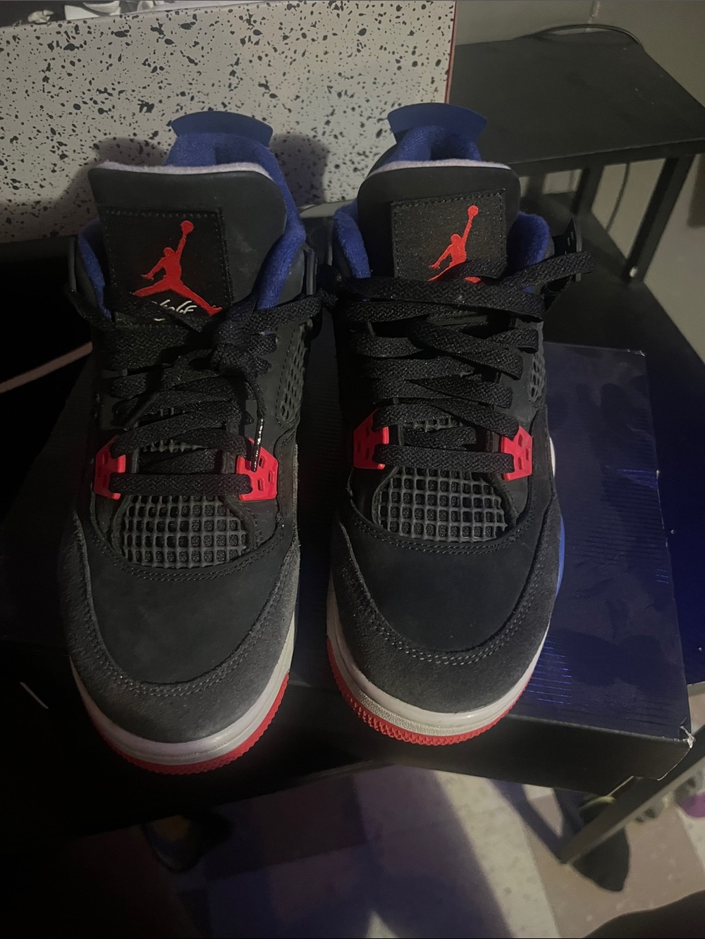 Jordan Kids Black Sneakers with Blue & Red Accents - Picture 2 of 3